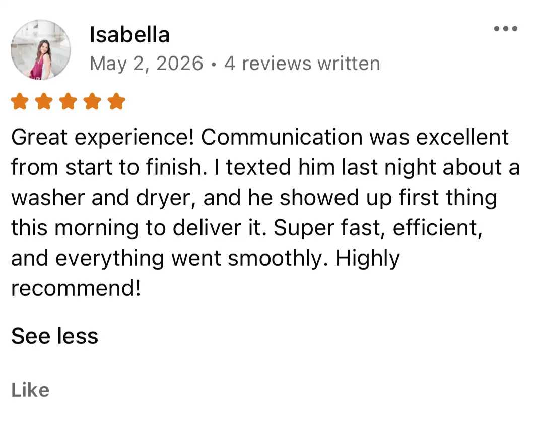 Screenshot of a customer review on Facebook