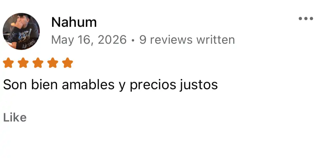 Screenshot of a customer review on Facebook